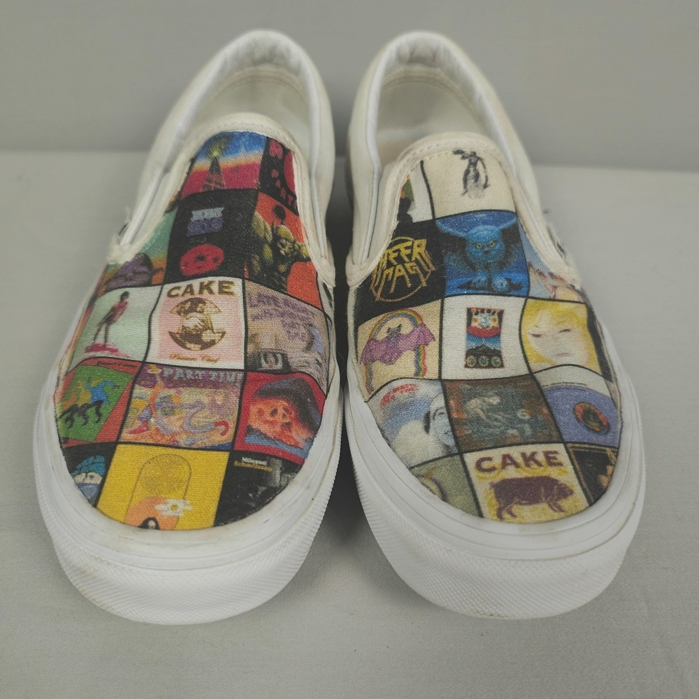 Vans Classic Slip On Shoes Women 7.5 90s Alternative Rock Music Album Covers